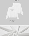 Rase le sol Semi-Sheer Long Sleeve Tee with Quote Print + Minimal Triangle Bra Set