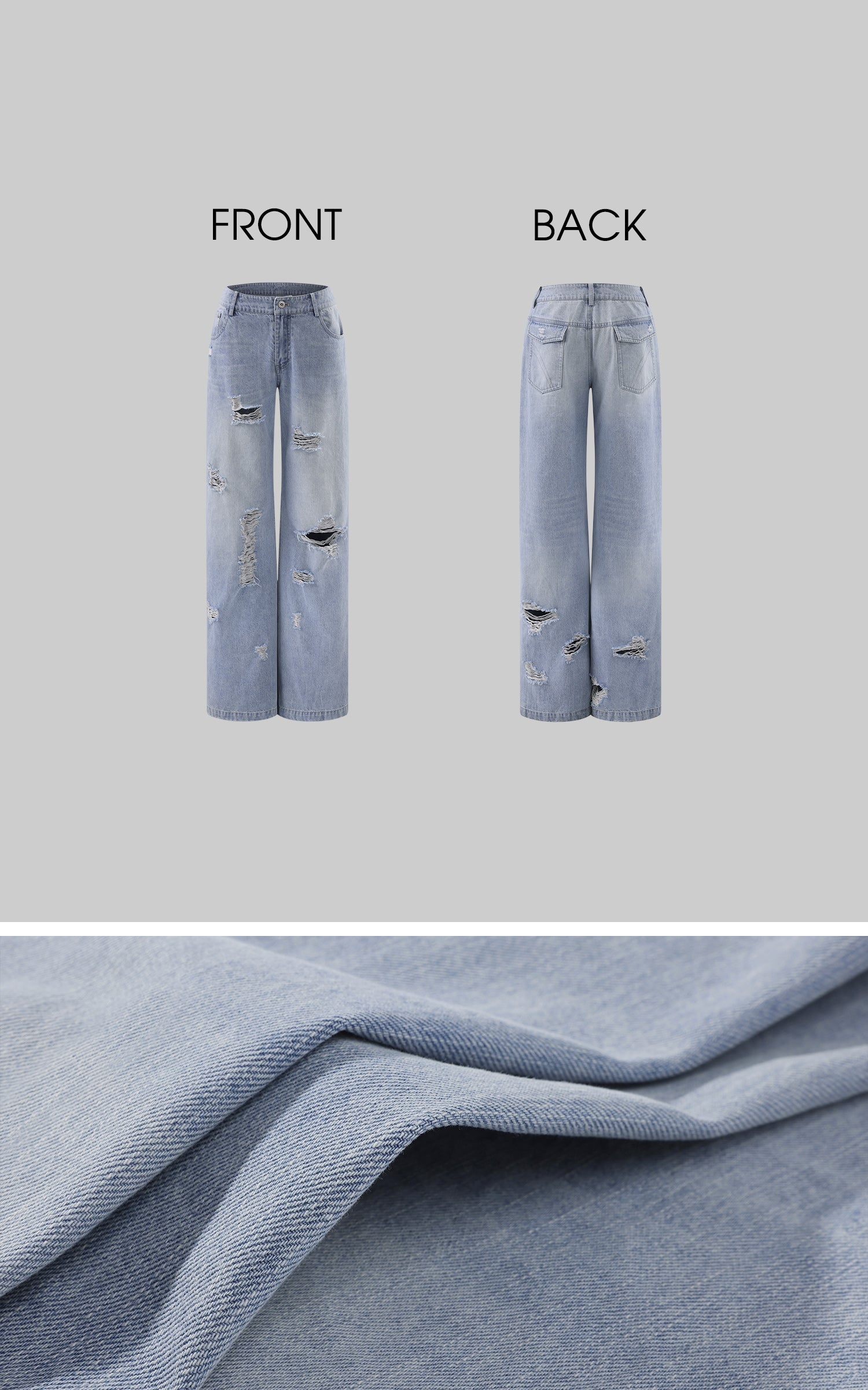 Rase le sol Pantalon en denim à jambes larges déstructuré