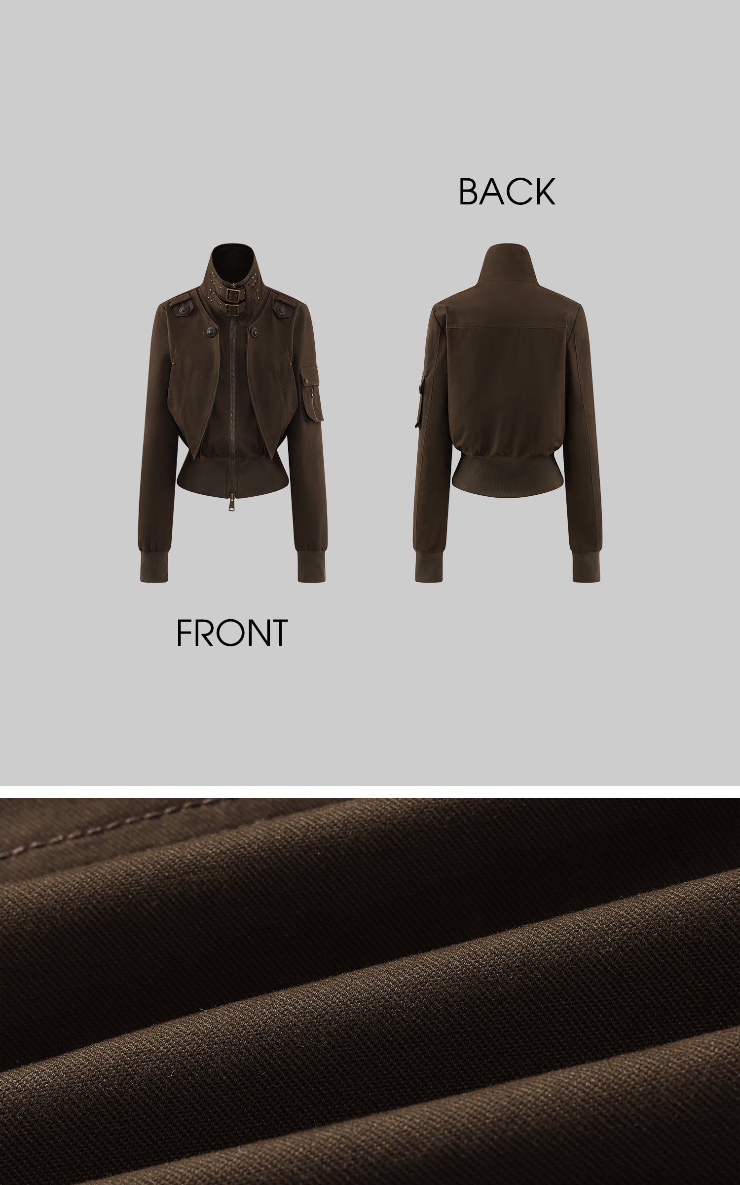 Low pixel Studded Buckle Collar Cropped Jacket