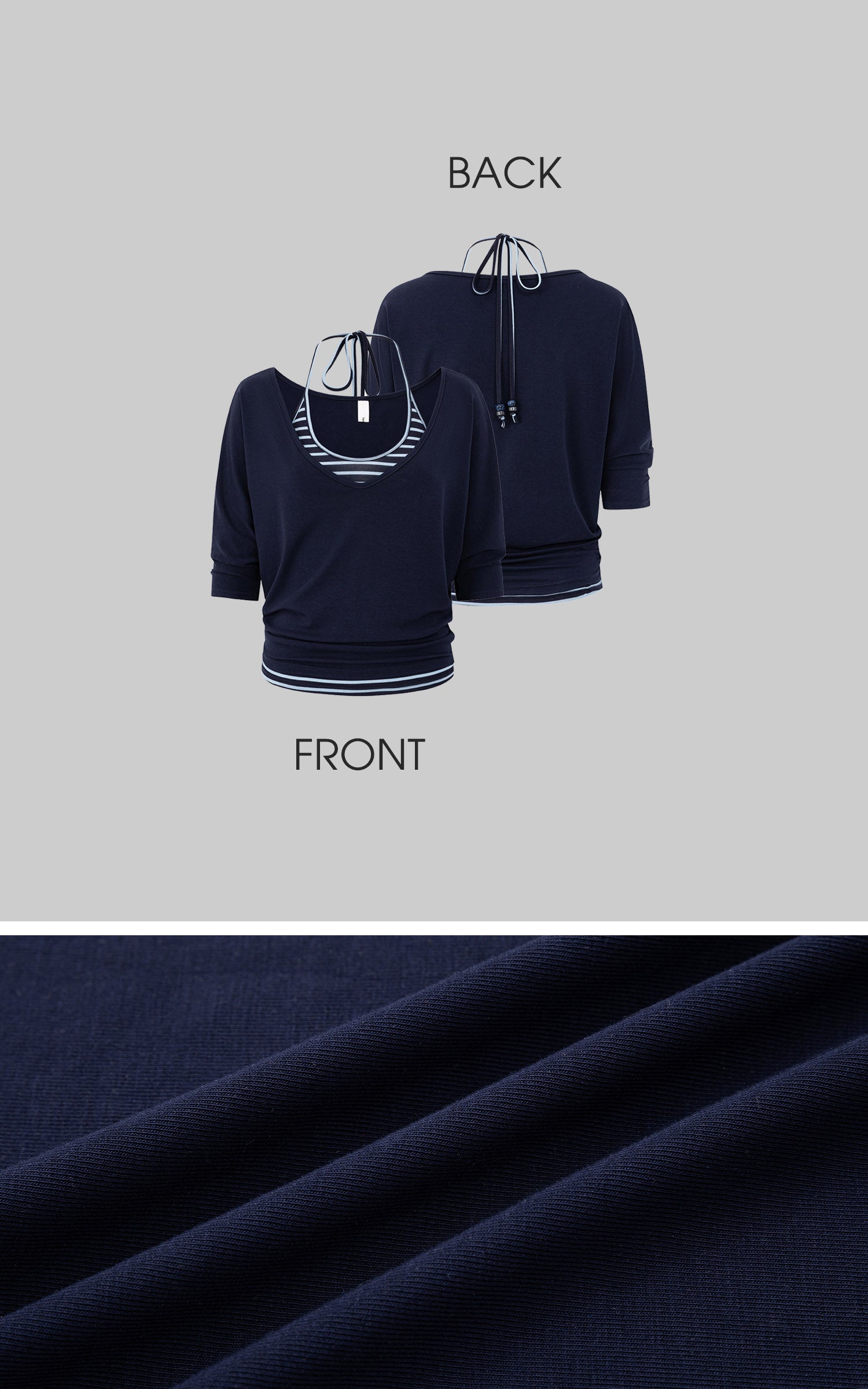 IAMXIAA Navy Layered Stripe Halter &amp; Slouchy V-Neck Top