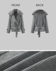 0122stepll Plush Wool Collar Belted Knit Jacket