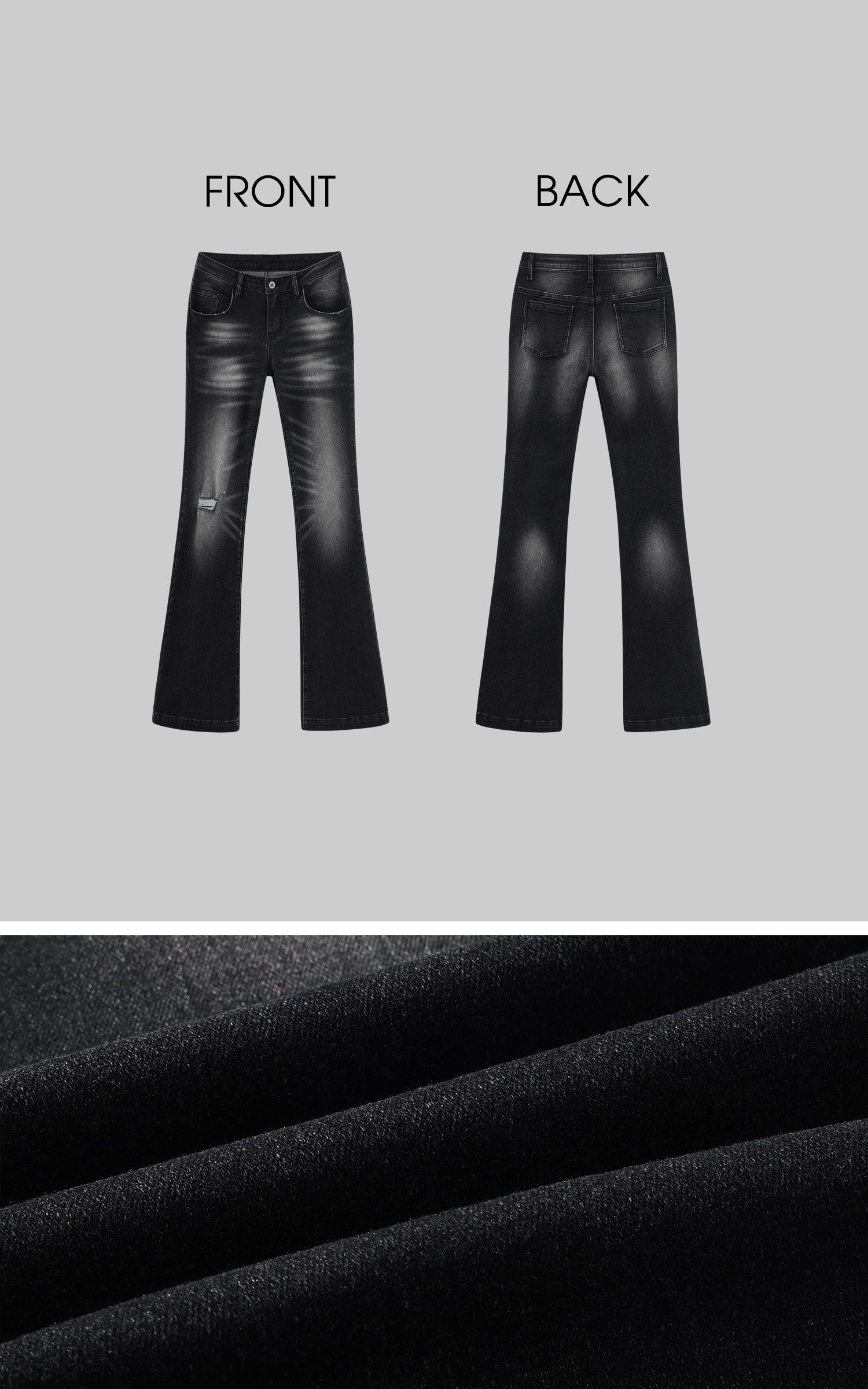 0122stepll Washed Black Flare Denim Pants