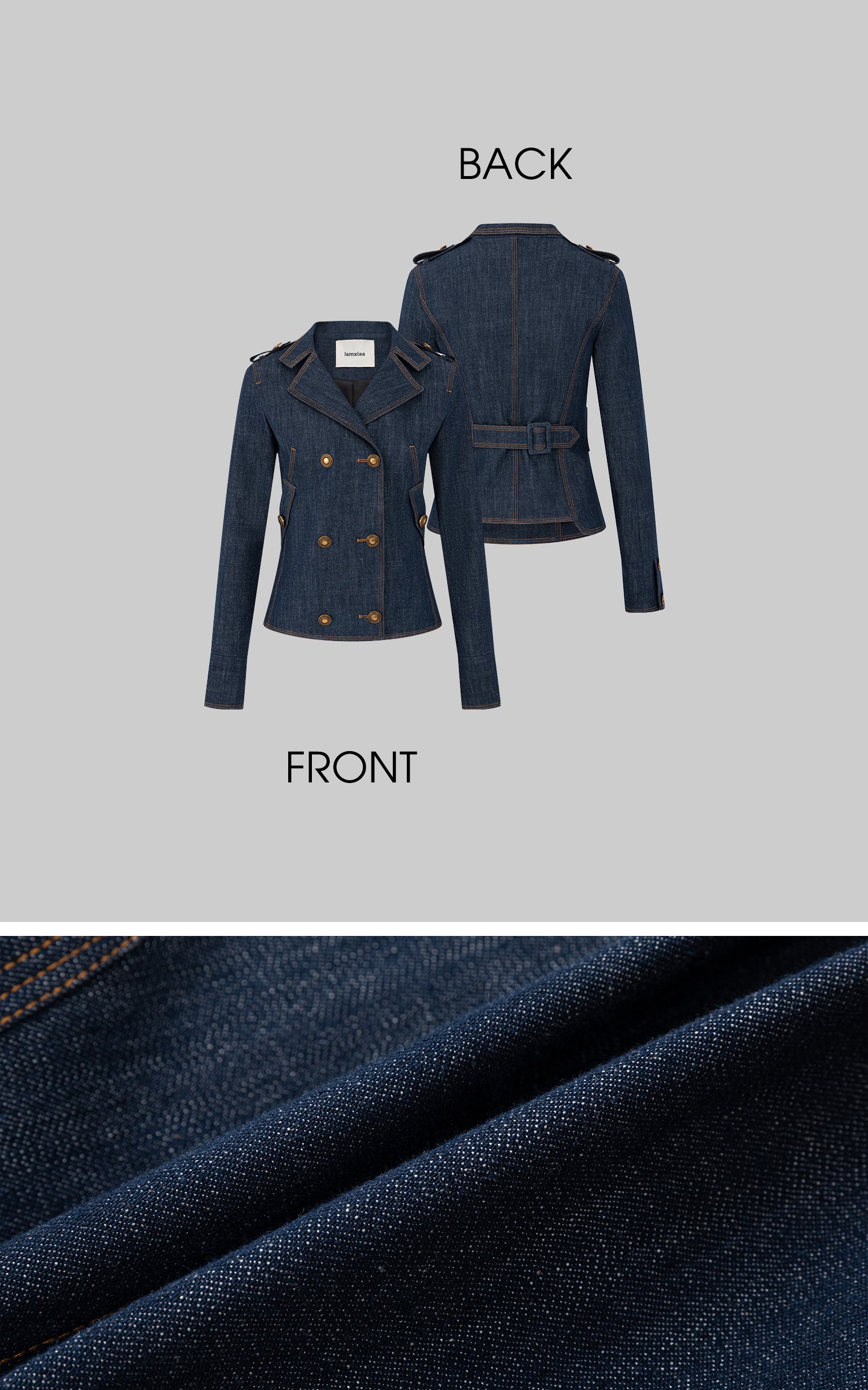 IAMXIAA Double-Breasted Denim Tailored Jacket