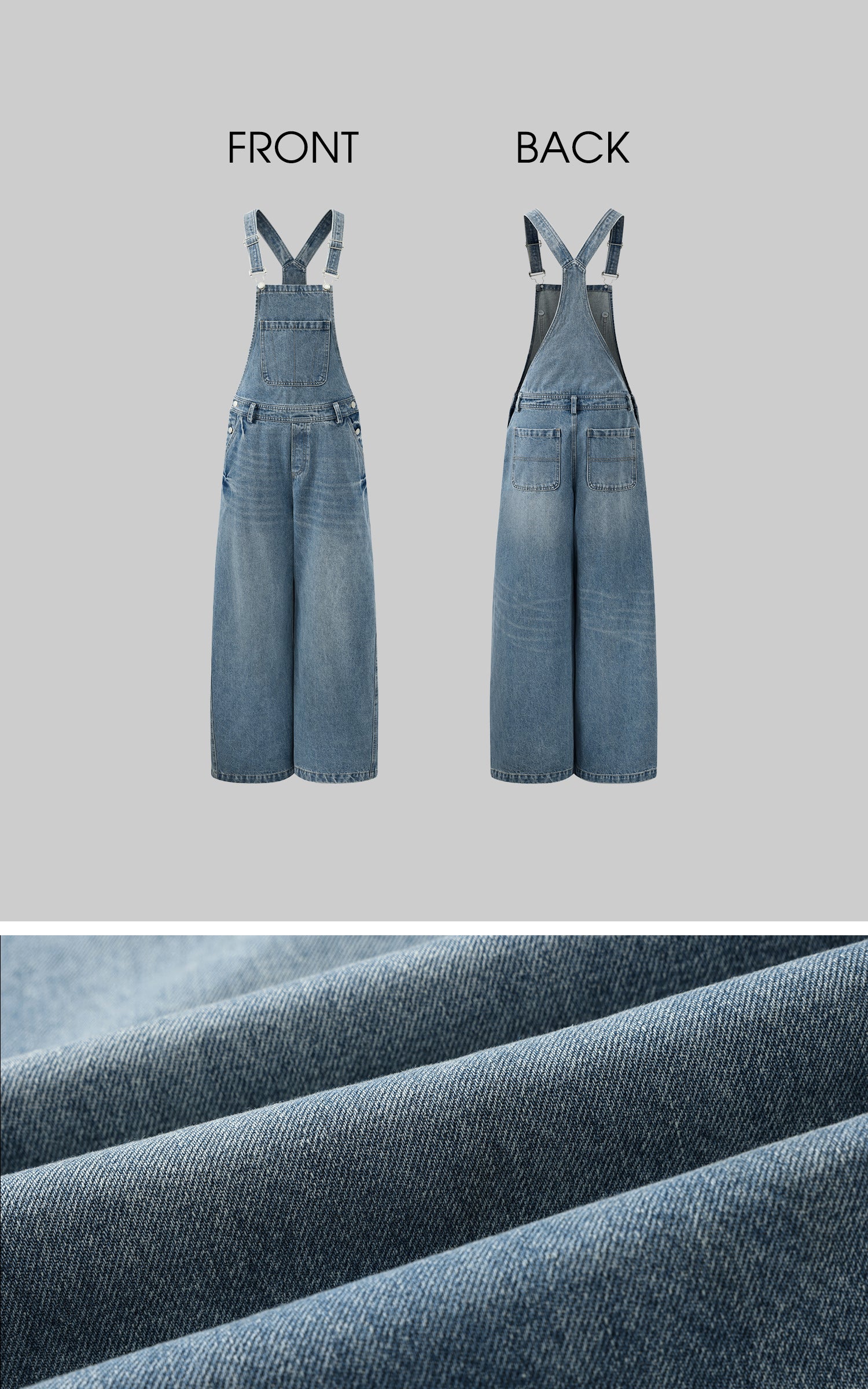 WARDEN EDGE Ultra Wide-Leg Washed Overalls - PINKPARKS