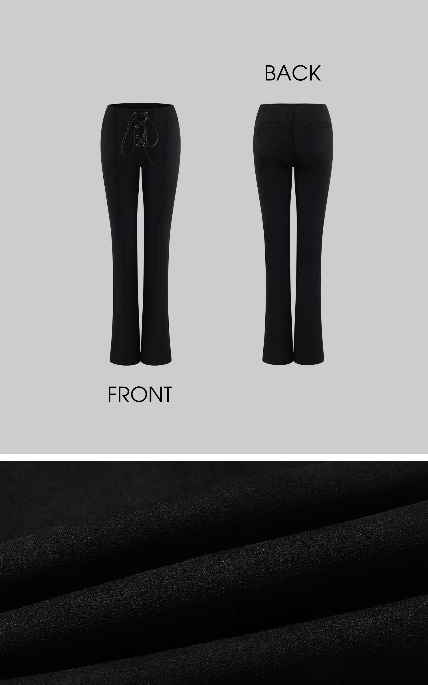 ROVENTE 레이스업 스컬프티드 플레어 팬츠