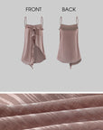Hydrae Sheer Striped Ruffle Asymmetric Cami Top