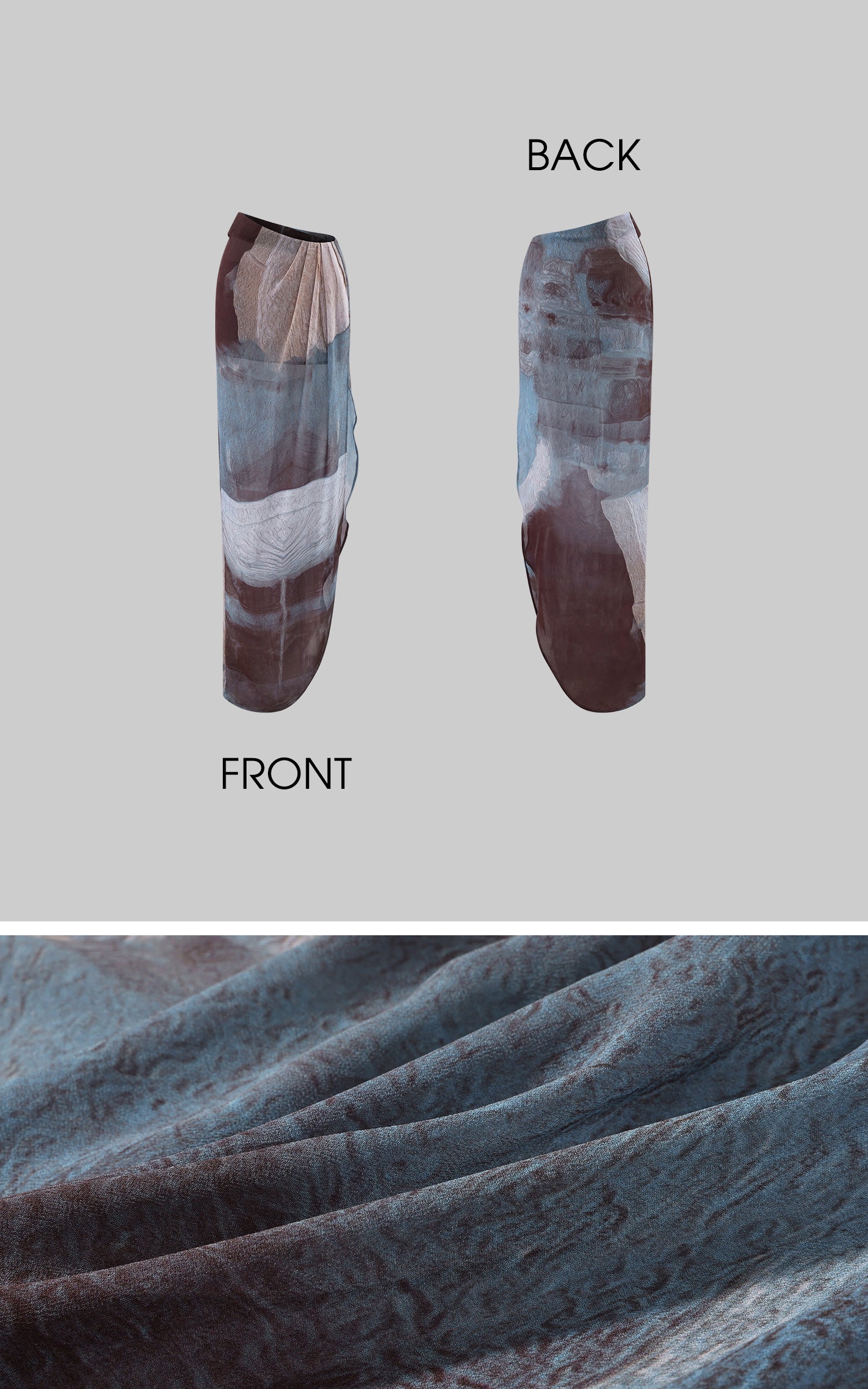 0122stepll Sheer Printed Draped Maxi Skirt