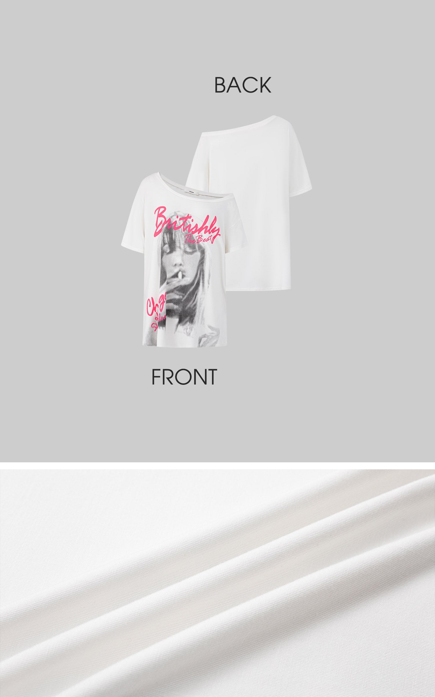 IAMXIAA T-shirt oversize blanc à épaules dénudées avec imprimé graphique