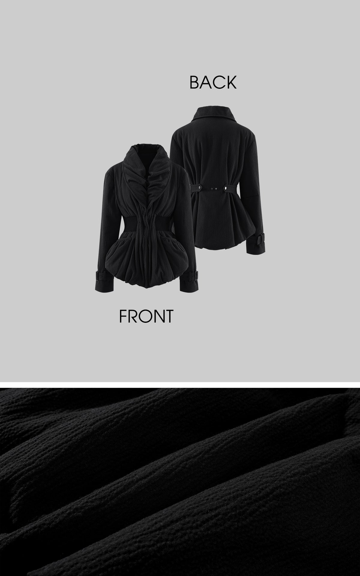 Rase le sol Sculpted Waist Draped Collar Puffer Jacket