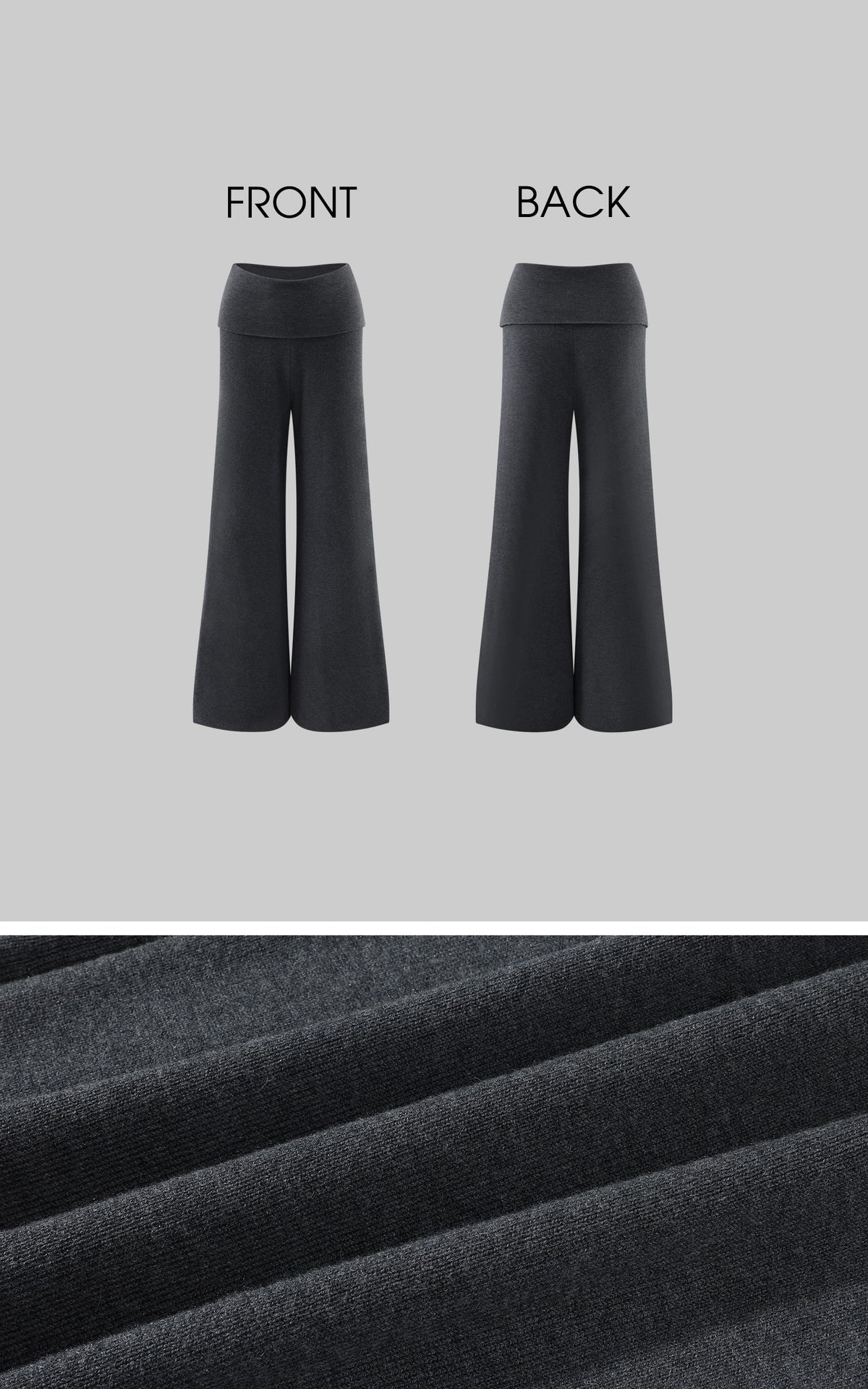 0122stepll High-Neck Zip Knit Cardigan &amp; Foldover Wide-Leg Pants Set