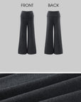 0122stepll High-Neck Zip Knit Cardigan & Foldover Wide-Leg Pants Set