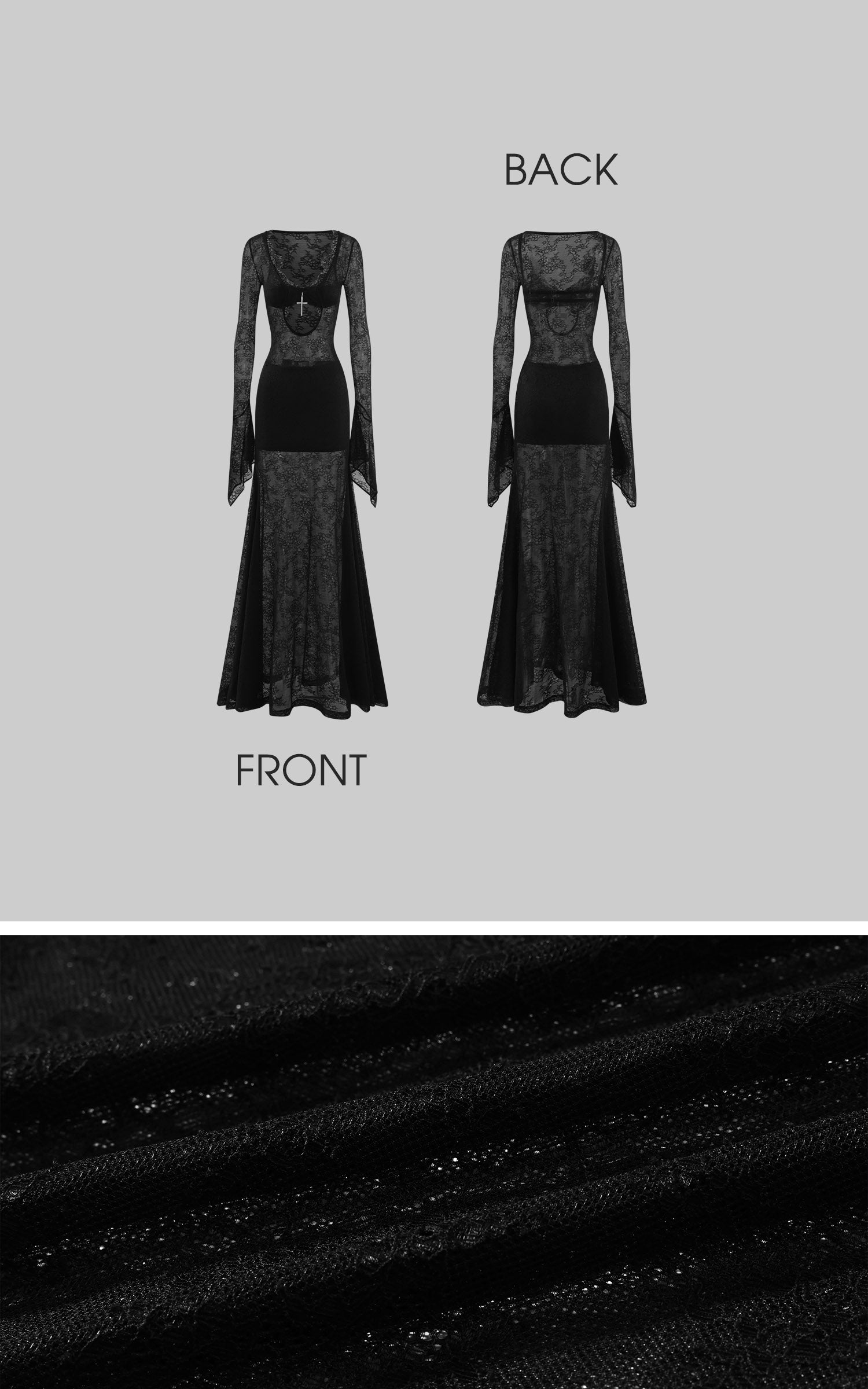 RASE LE SOL Ensemble robe longue maxi à découpes en dentelle transparente
