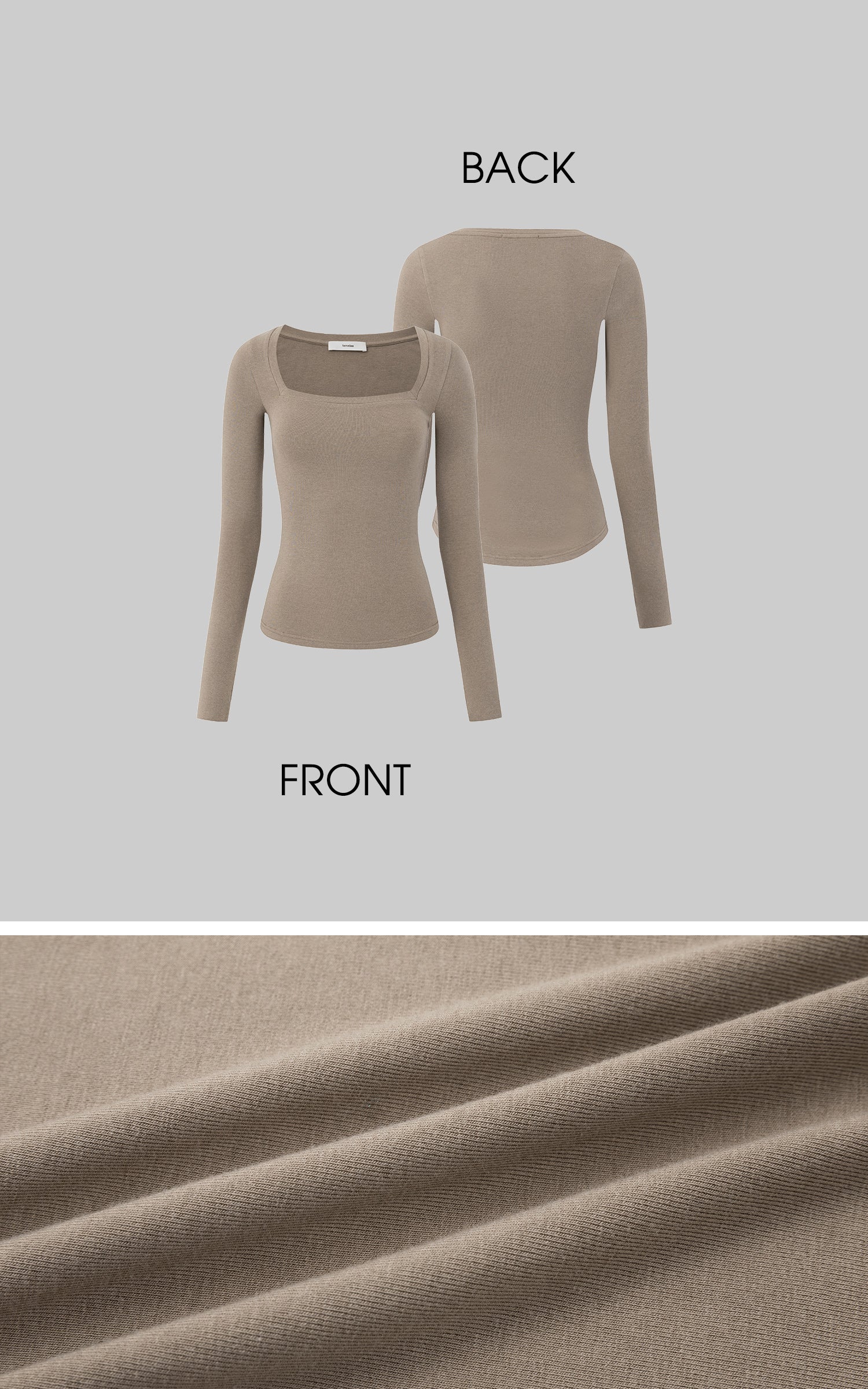 IAMXIAA Haut de base à manches longues et encolure carrée