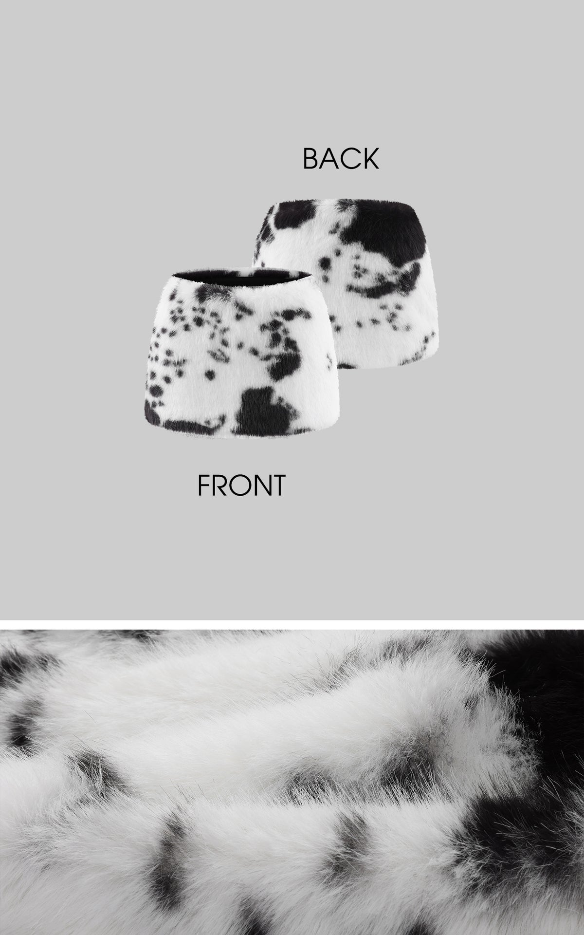 0122stepll Cow Print Faux Fur Mini Skirt