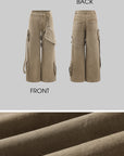 WARDEN EDGE Wide Leg Cargo Pants with Strap Details and Detachable Pocket