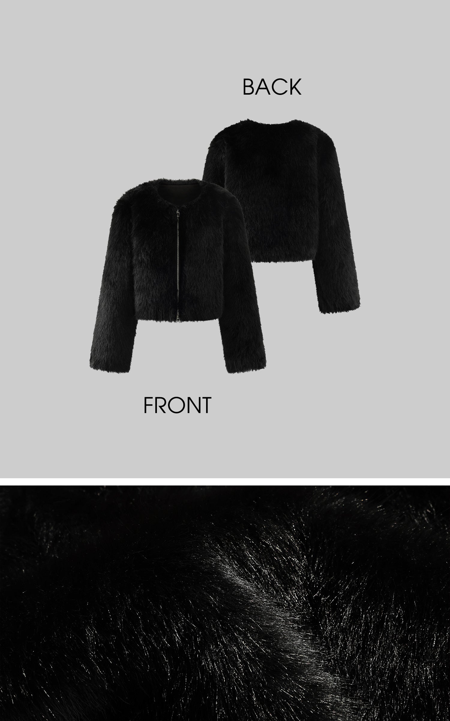 WARDEN EDGE ブラック クロップド フェイクファー ジップジャケット