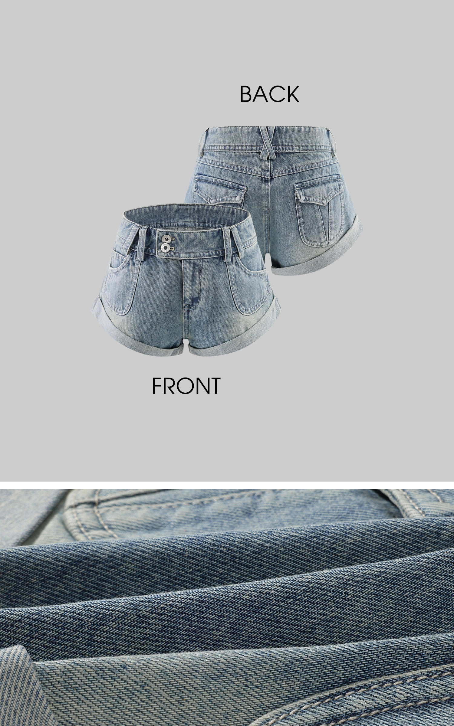 WARDEN EDGE Washed Denim Low-Rise Folded Hem Shorts