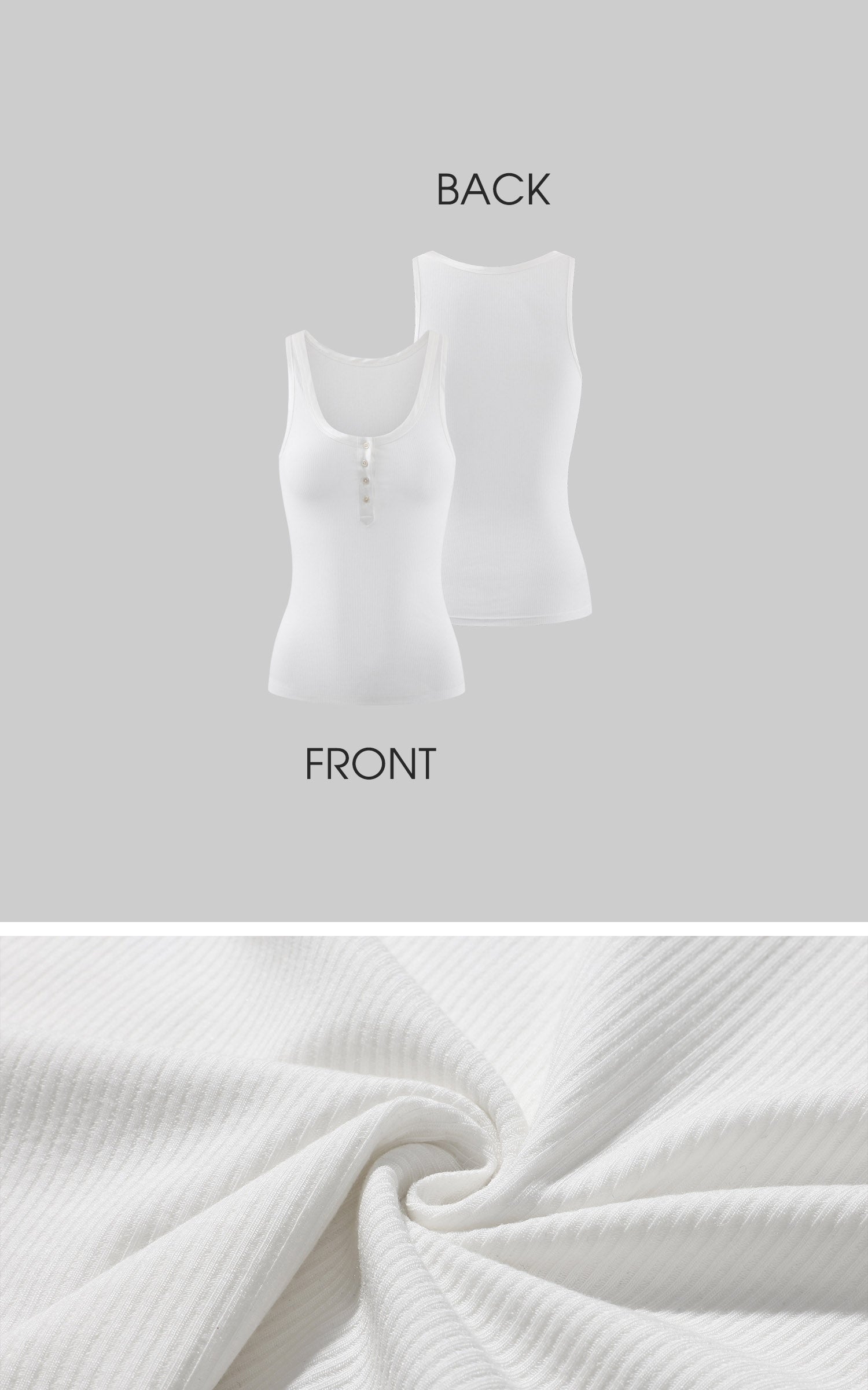 ROVENTE Ribbed Button-Front Tank Top Slim Fit Stretch Vest