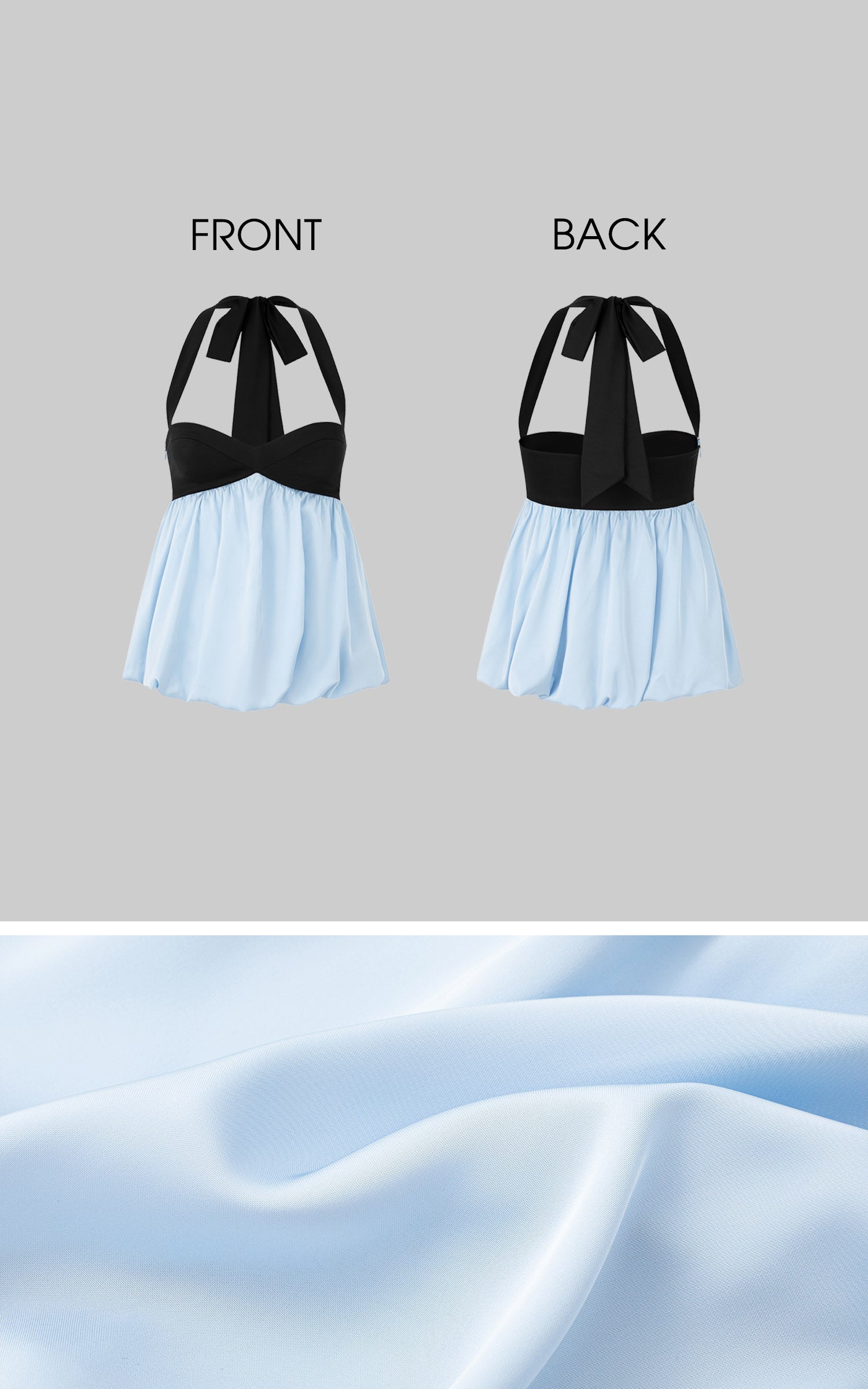 IAMXIAA Contrast Sweetheart Halter Bubble Babydoll Cami Top