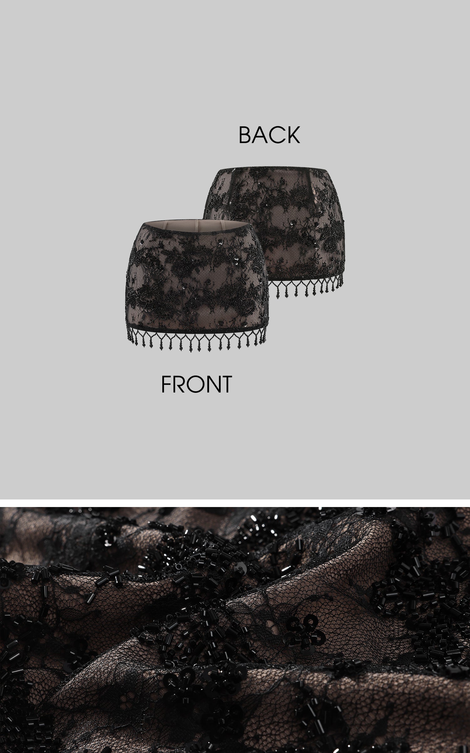 ROVENTE Lace Fringe Mini Skirt