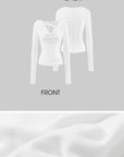 Rase Le Sol Draped Neck Long Sleeve Top With Lace Insets And Mesh Panel