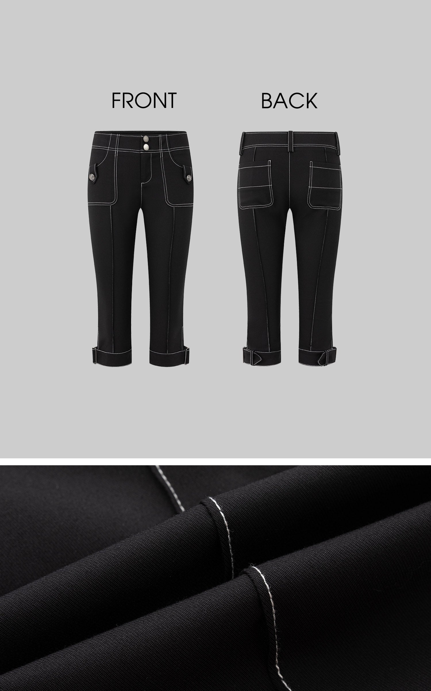 IAMXIAA Contrast Stitch Cropped Skinny Capri Pants