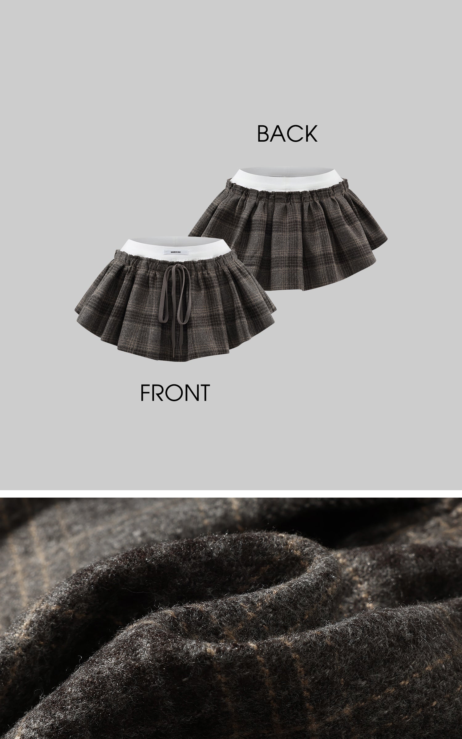 WARDEN EDGE コントラストウエストバンド付きチェックミニスカート