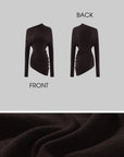 0122stepll Asymmetric Off-Shoulder Ribbed Knit Top