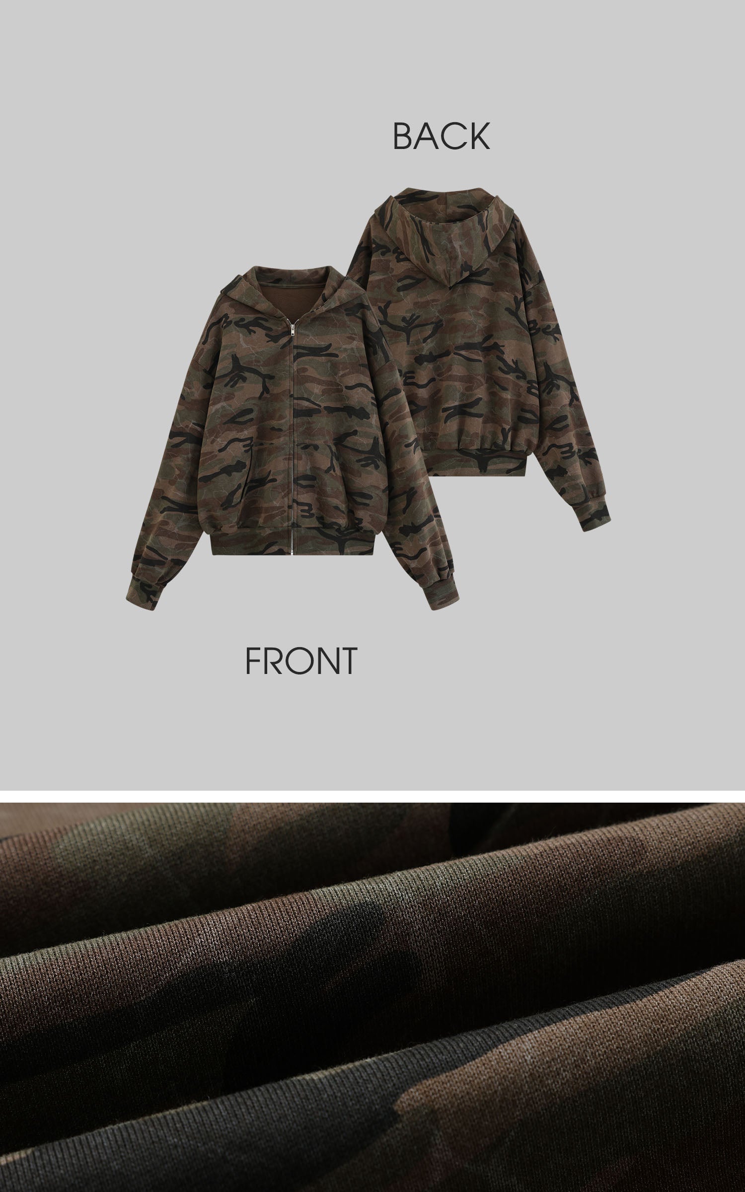 0122stepll Camo Zip-Up Hooded Sweatshirt