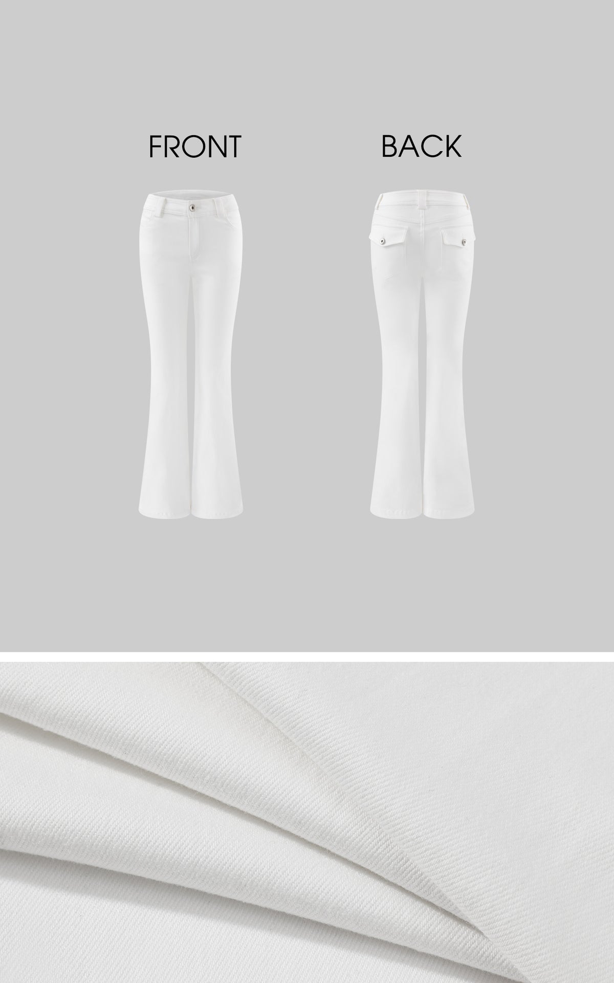 ROVENTE Low-Rise Slim Fit White Denim Flare Jeans