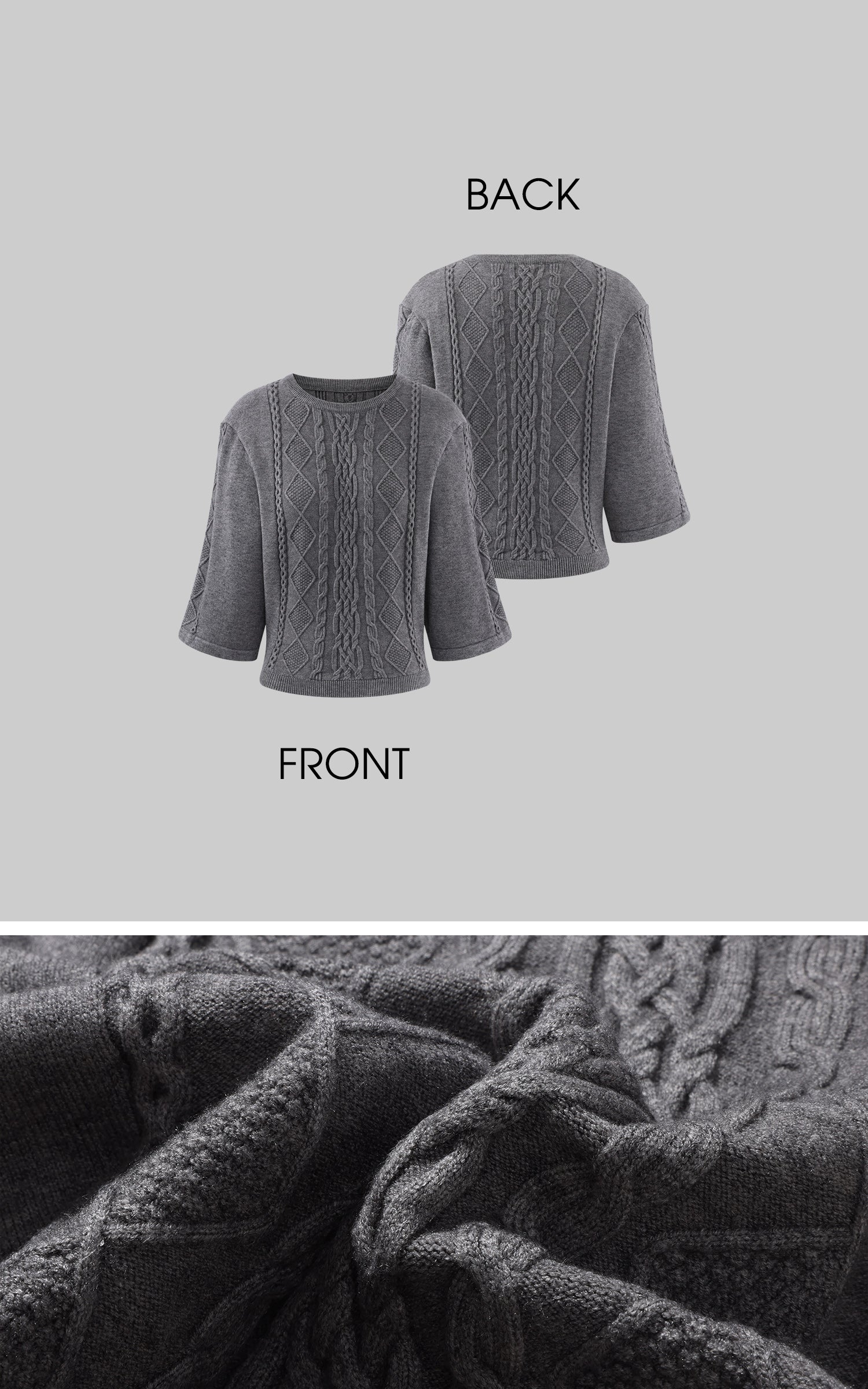 WARDEN EDGE 스컬프티드 케이블 니트 크롭 스웨터