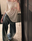 Rase le sol Amor Fati Off-Shoulder Oversized T-Shirt