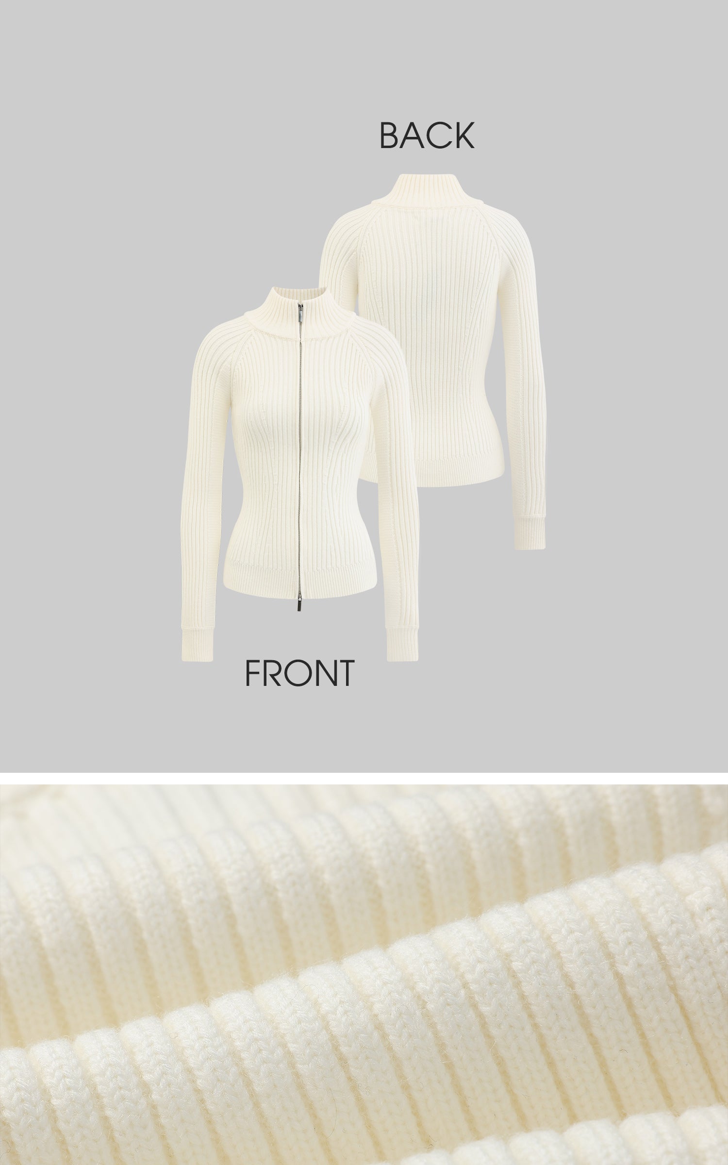 Rase le sol Double Zipper Ribbed Sweater