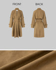 IAMXIAA Manteau trench en suédine drapé avec ceinture