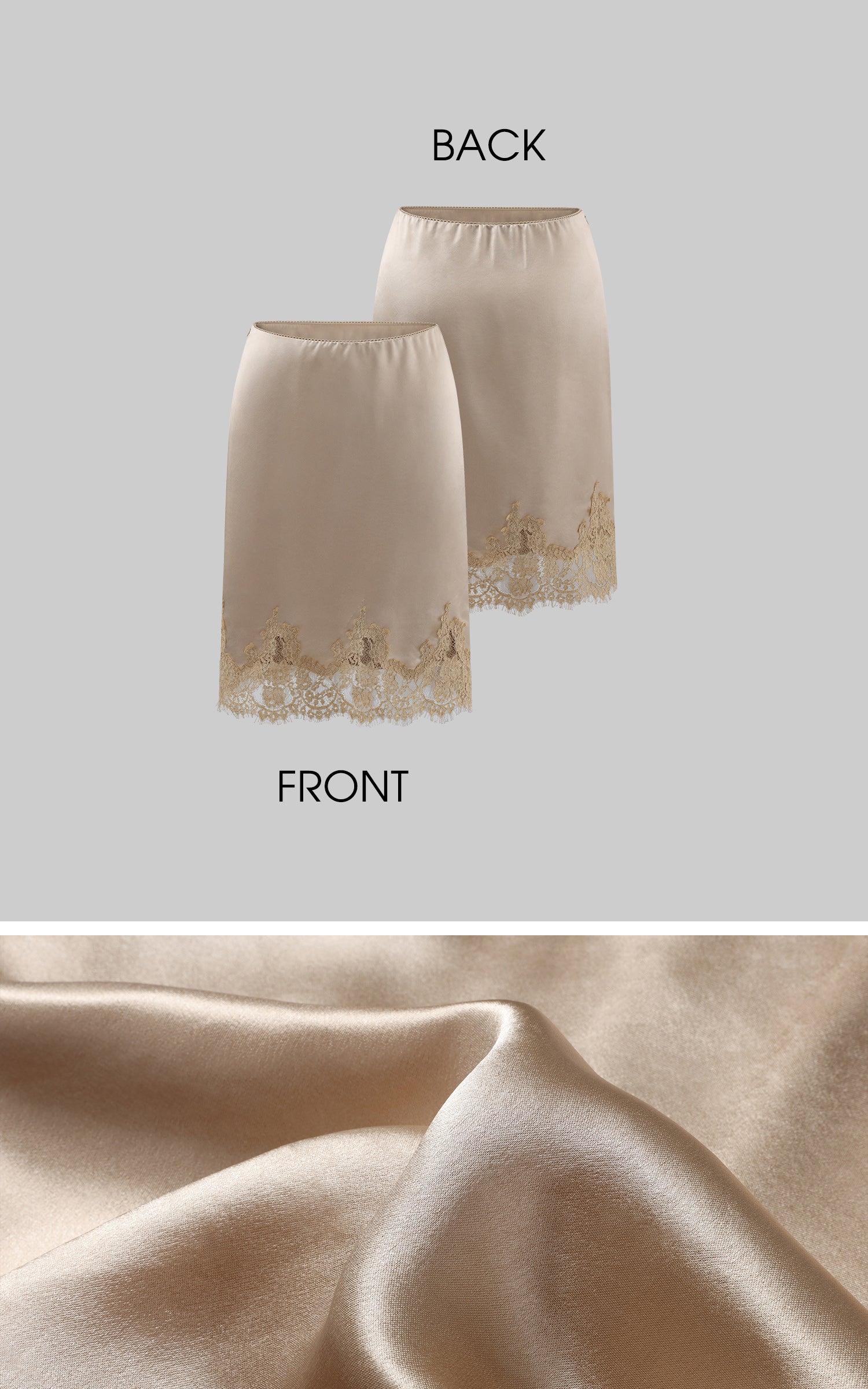 レーストリム サテンミディスカート