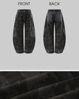 Rase le sol Washed Camo Barrel-Leg Cargo Pants