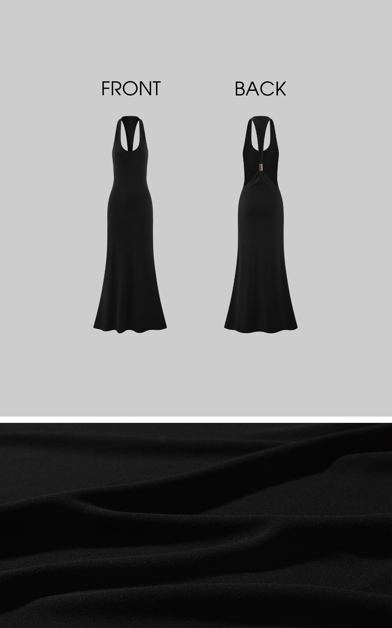 ROVENTE Open Back Hardware Maxi Dress