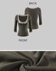 ROVENTE Faux-Layer Scoop Neck Henley T-Shirt