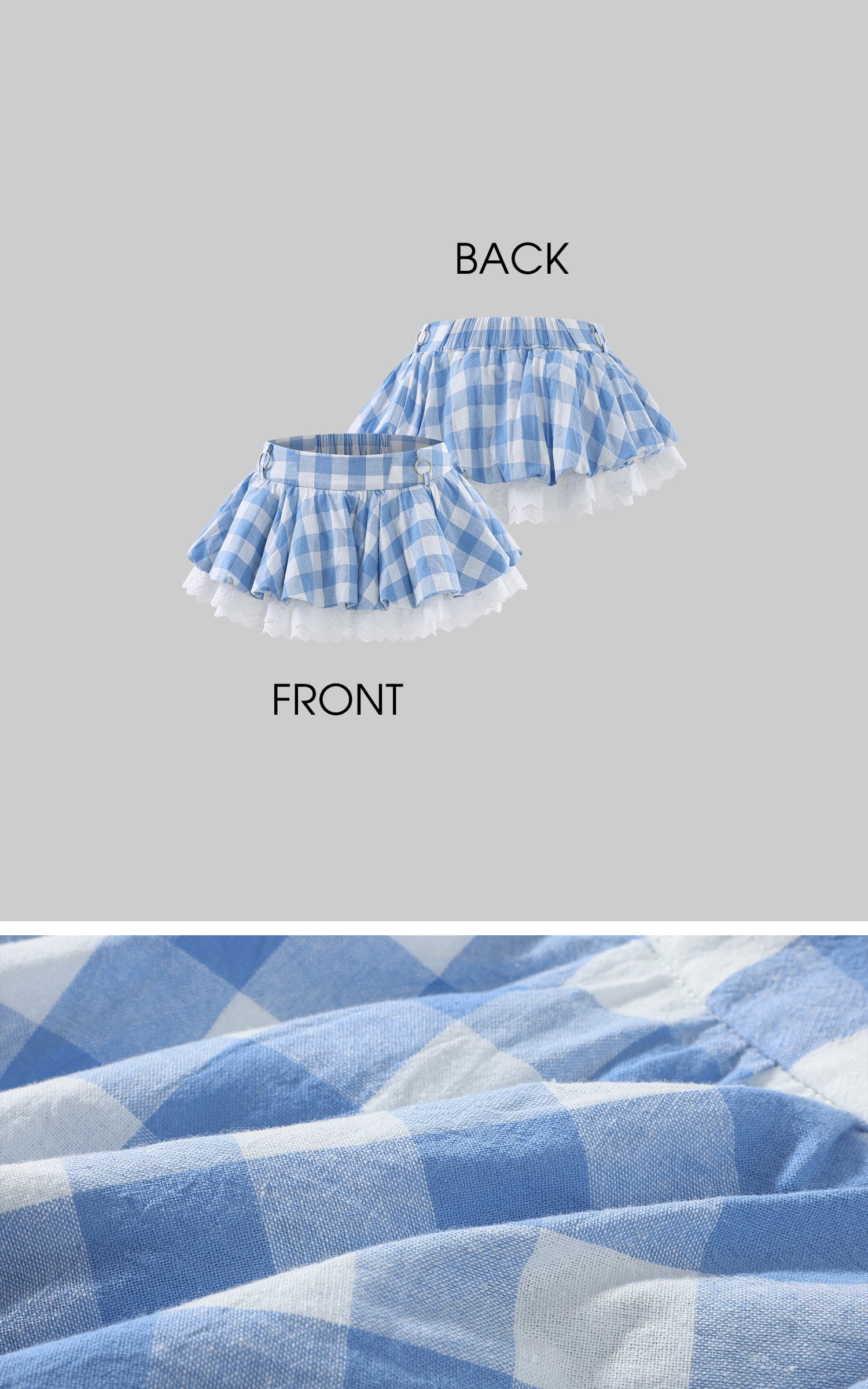 WARDEN EDGE Gingham Lace-Layered Bubble Mini Skirt