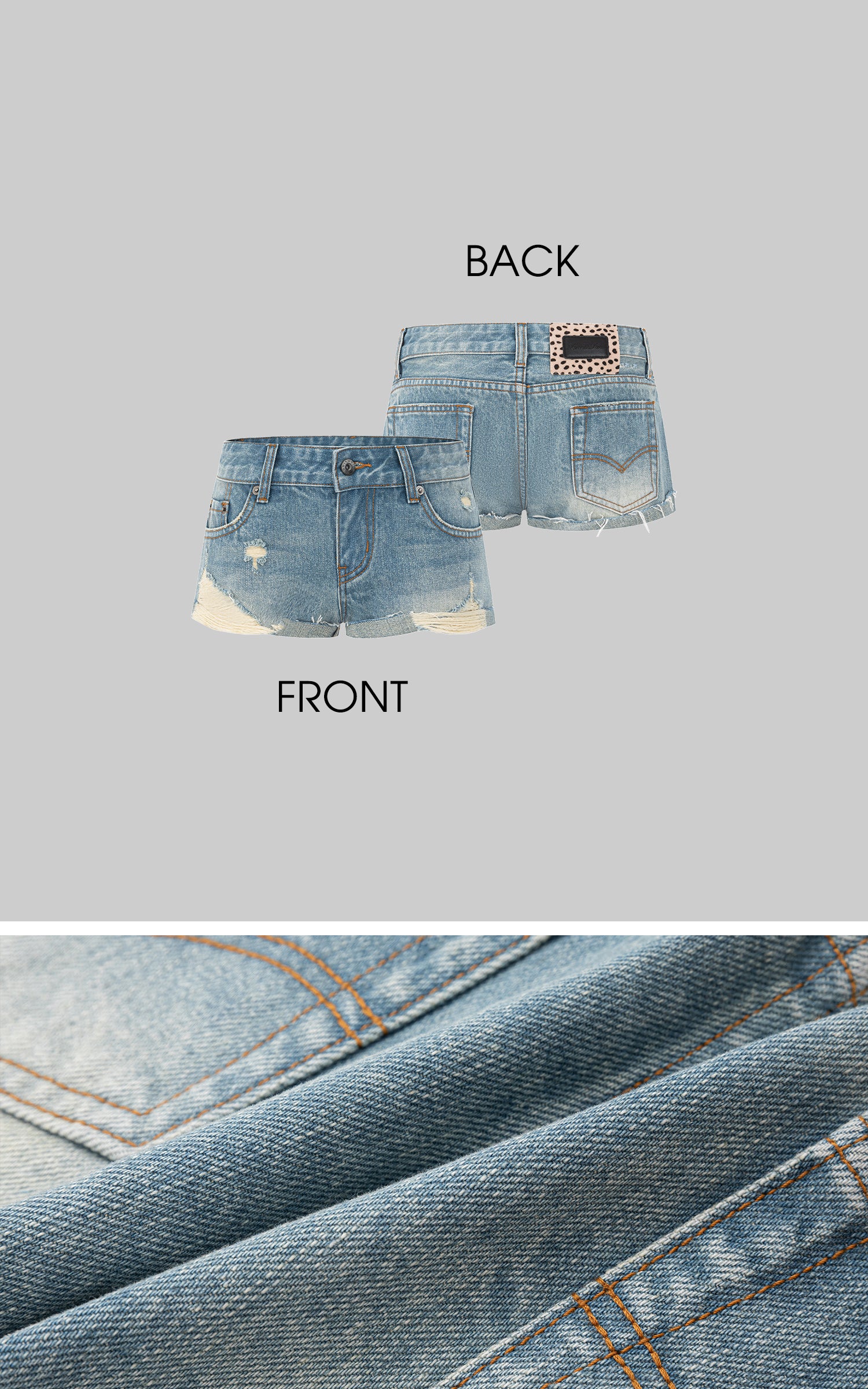 IAMXIAA Jean délavé taille basse Short