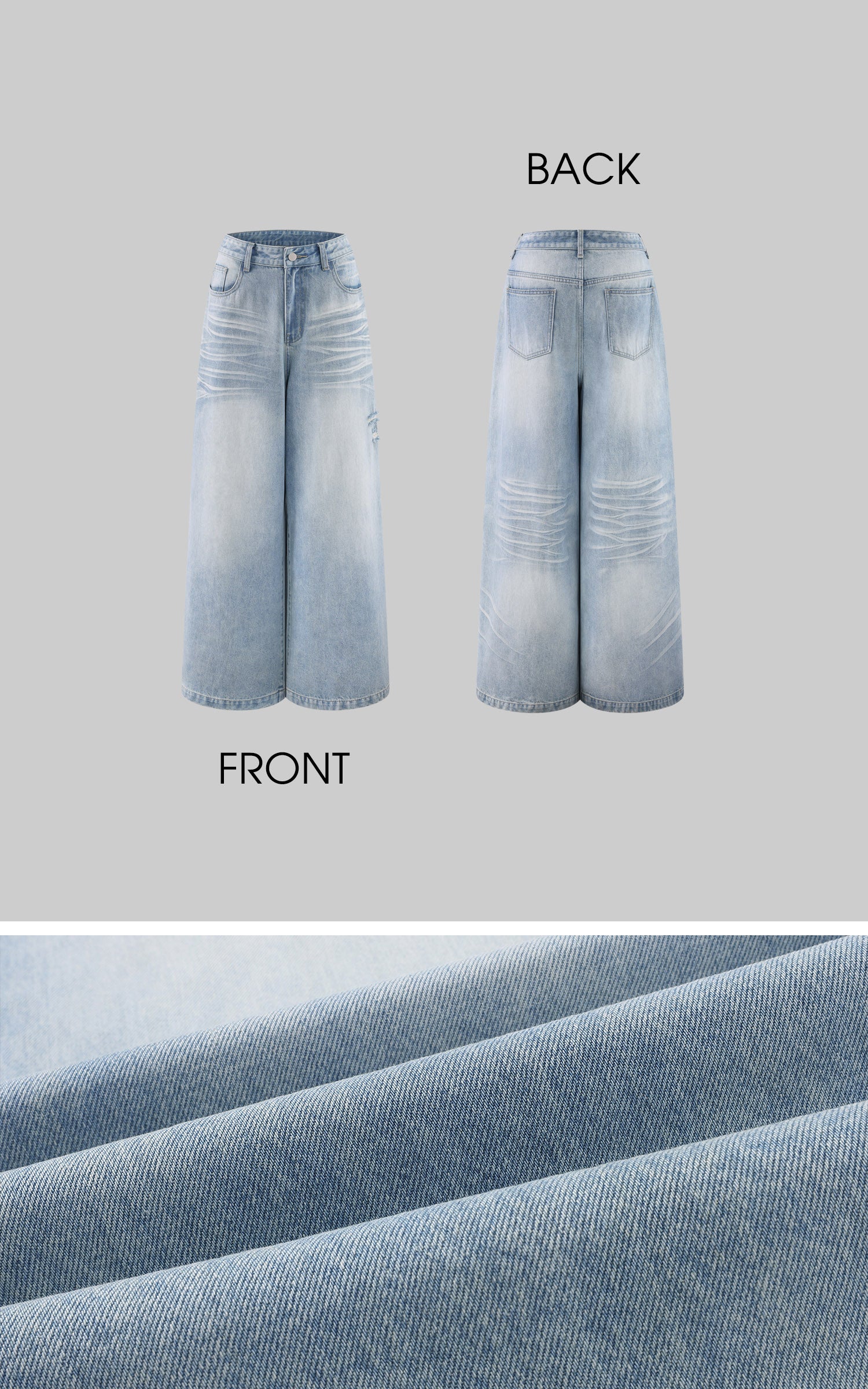 0122stepll Vintage Wash Wide-Leg Denim Pants