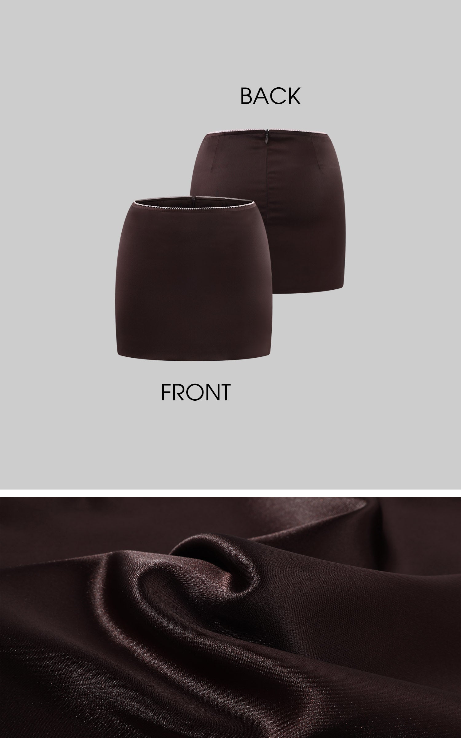 Hydrae Glossy Satin High Waist Asymmetric Mini Skirt