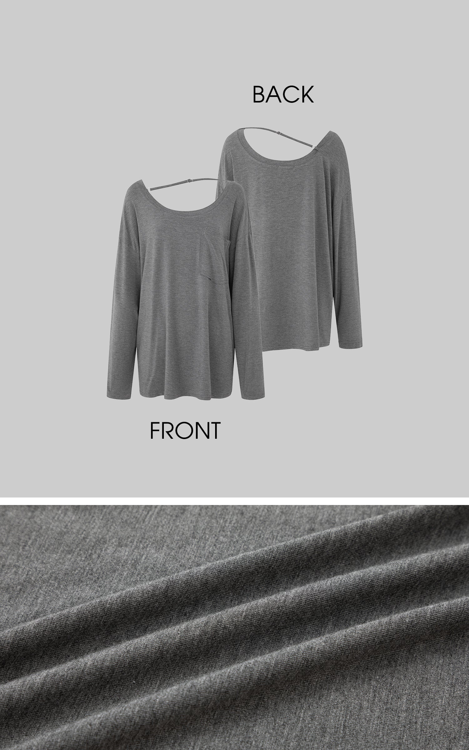 IAMXIAA Asymmetric Strap Slouchy Long Sleeve Top Casual Streetwear Pocket Tee