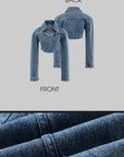 Rase le sol Cropped Denim Jacket and Sculpted Corset Top Set