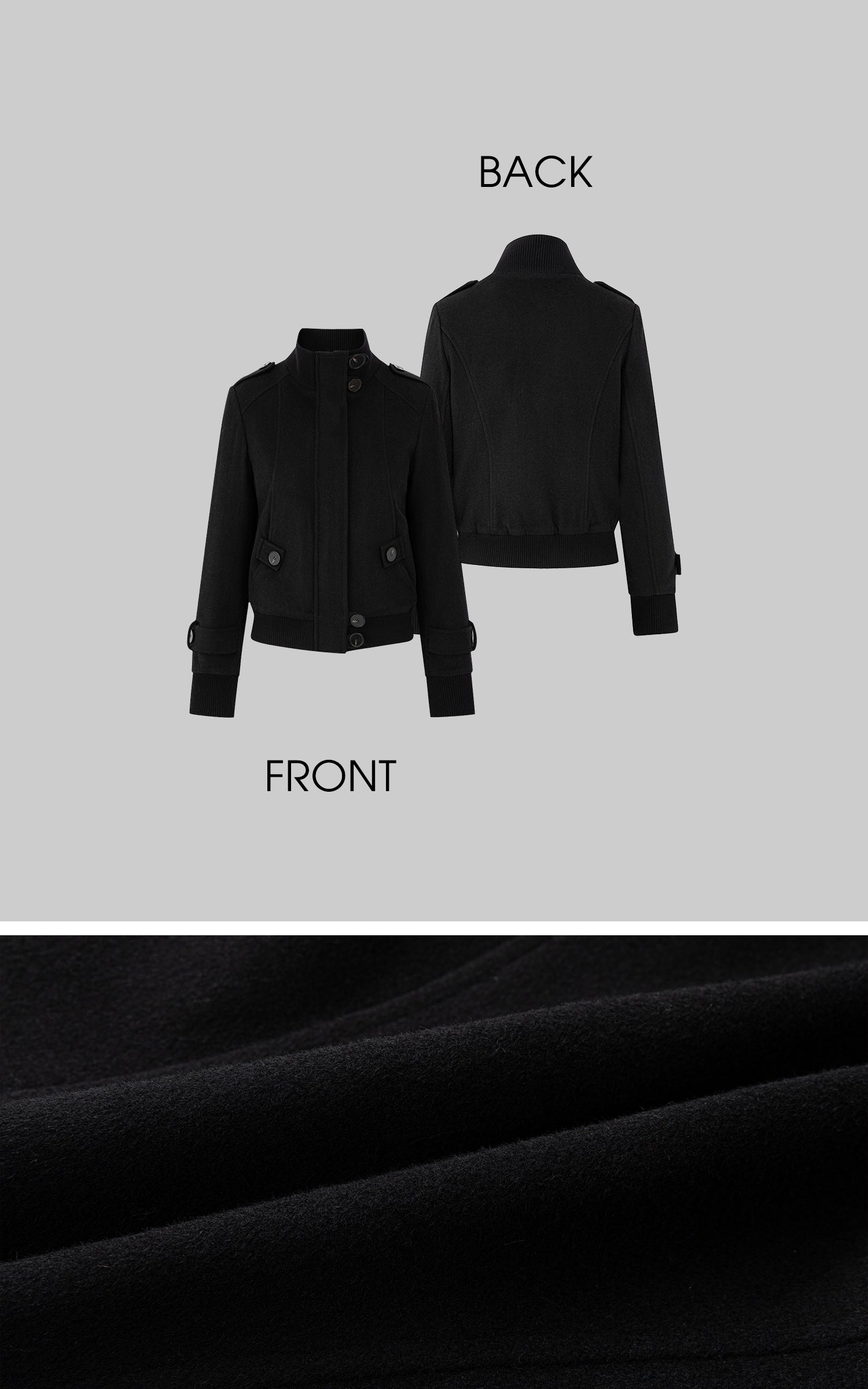 IAMXIAA 울 크롭 밀리터리 자켓