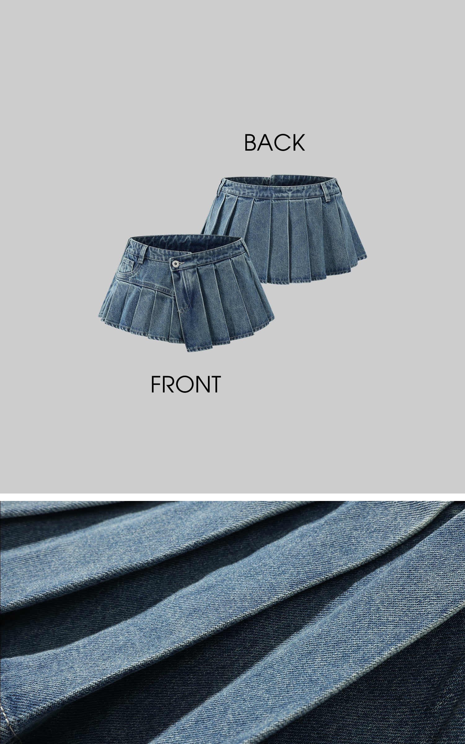 WARDEN EDGE Pleated Ultra Mini Denim Skirt - PINKPARKS