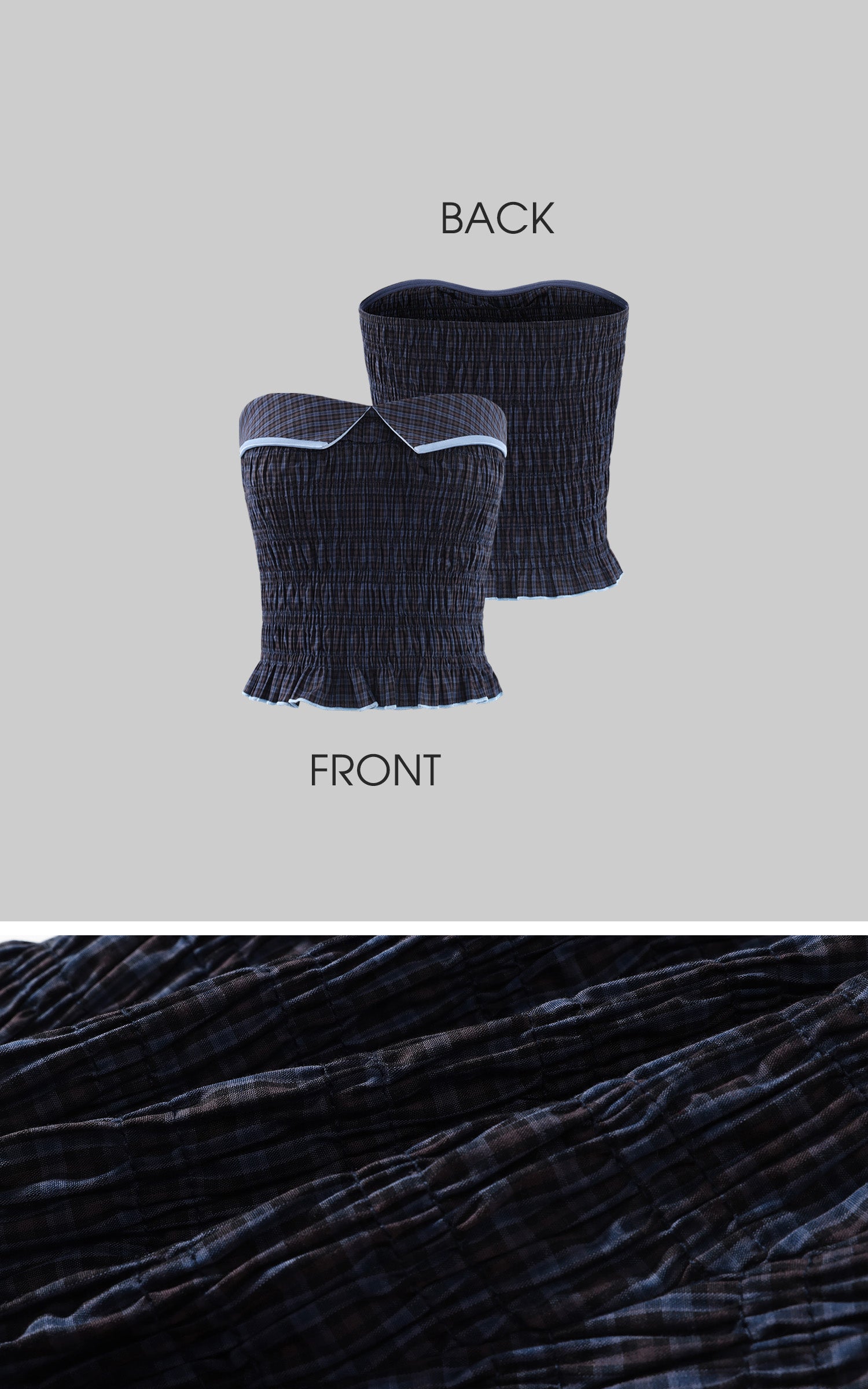 Hydrae Plaid Ruched Tube Top &amp; Wide-Leg Pants Set