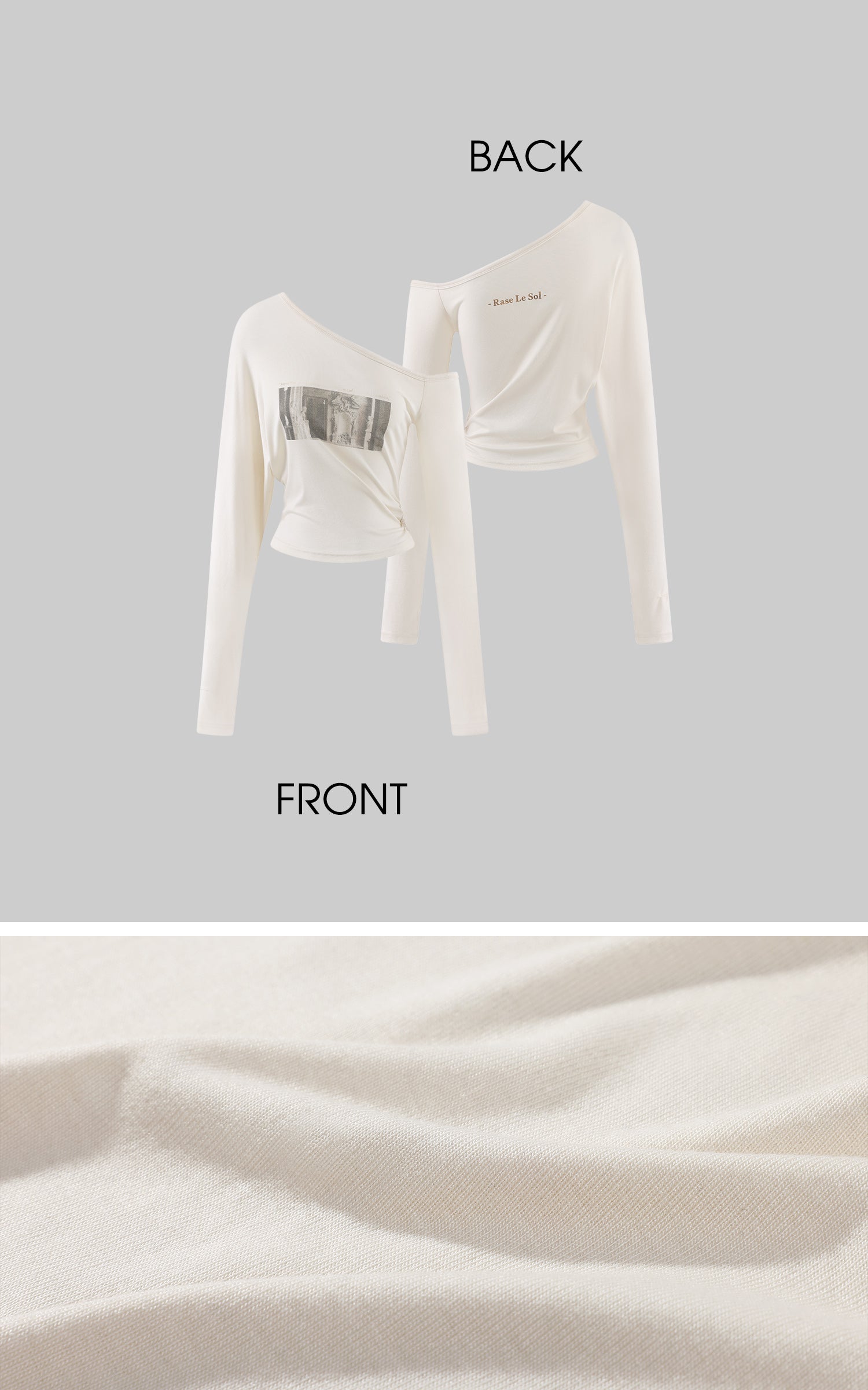 Rase le sol T-shirt à manches longues asymétrique à une épaule avec imprimé photo