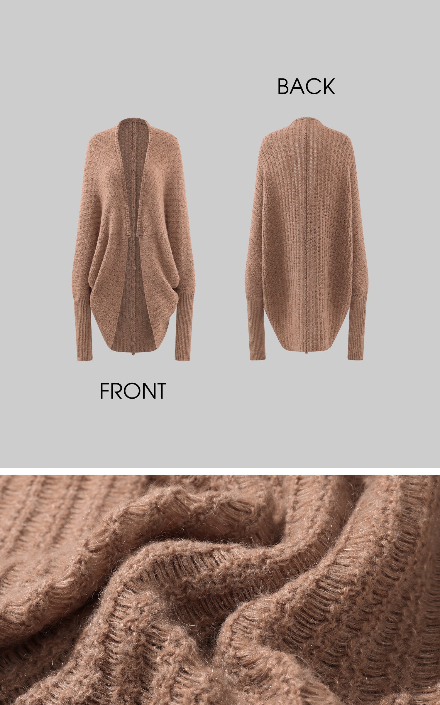 Rase le sol Curved Hem Drop Shoulder Knit Cardigan