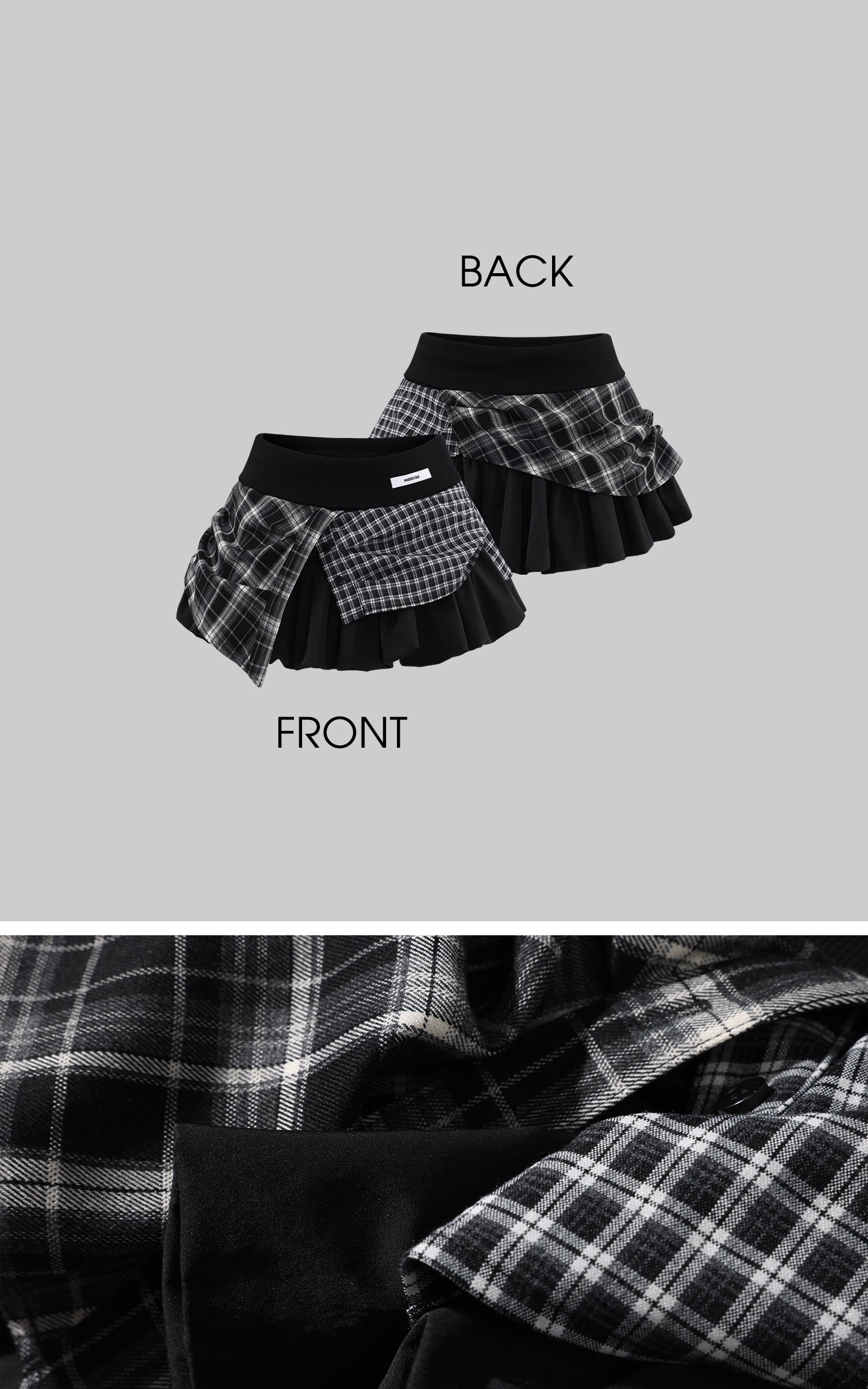 WARDEN EDGE Deconstructed Plaid Layered Pleated Mini Skirt